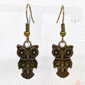 New Owl Earrings Bronze Tone Dangle Boho Fashion Bohemian